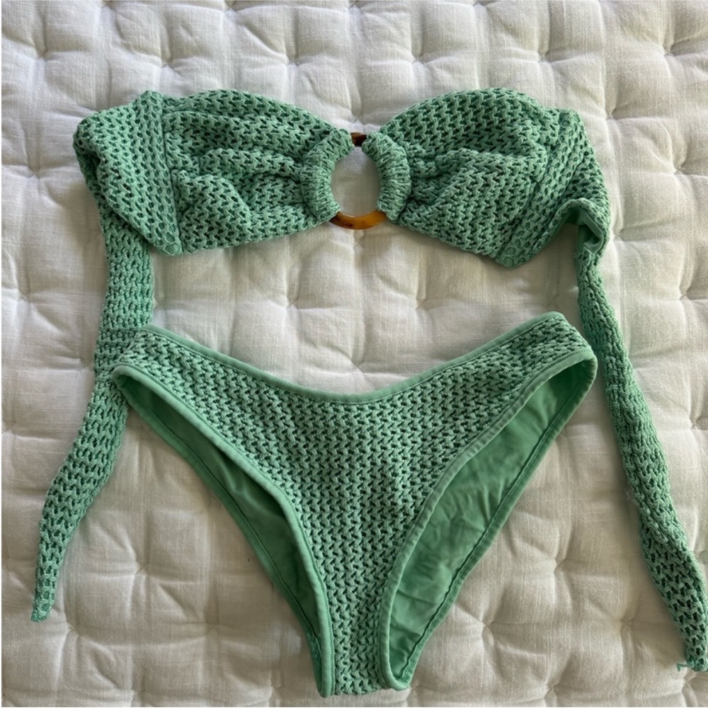 Montce Green Textured Bikini Set